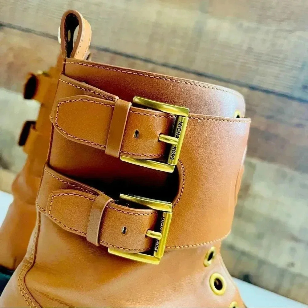 Micheal Kors Ridley Leather Combat Boots - Picture 9 of 13